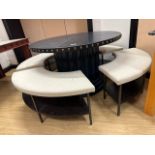 Circular Leather Studded Table With Benches