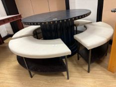 Circular Leather Studded Table With Benches
