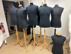 Black Fabric Mannequins On Wood Stand