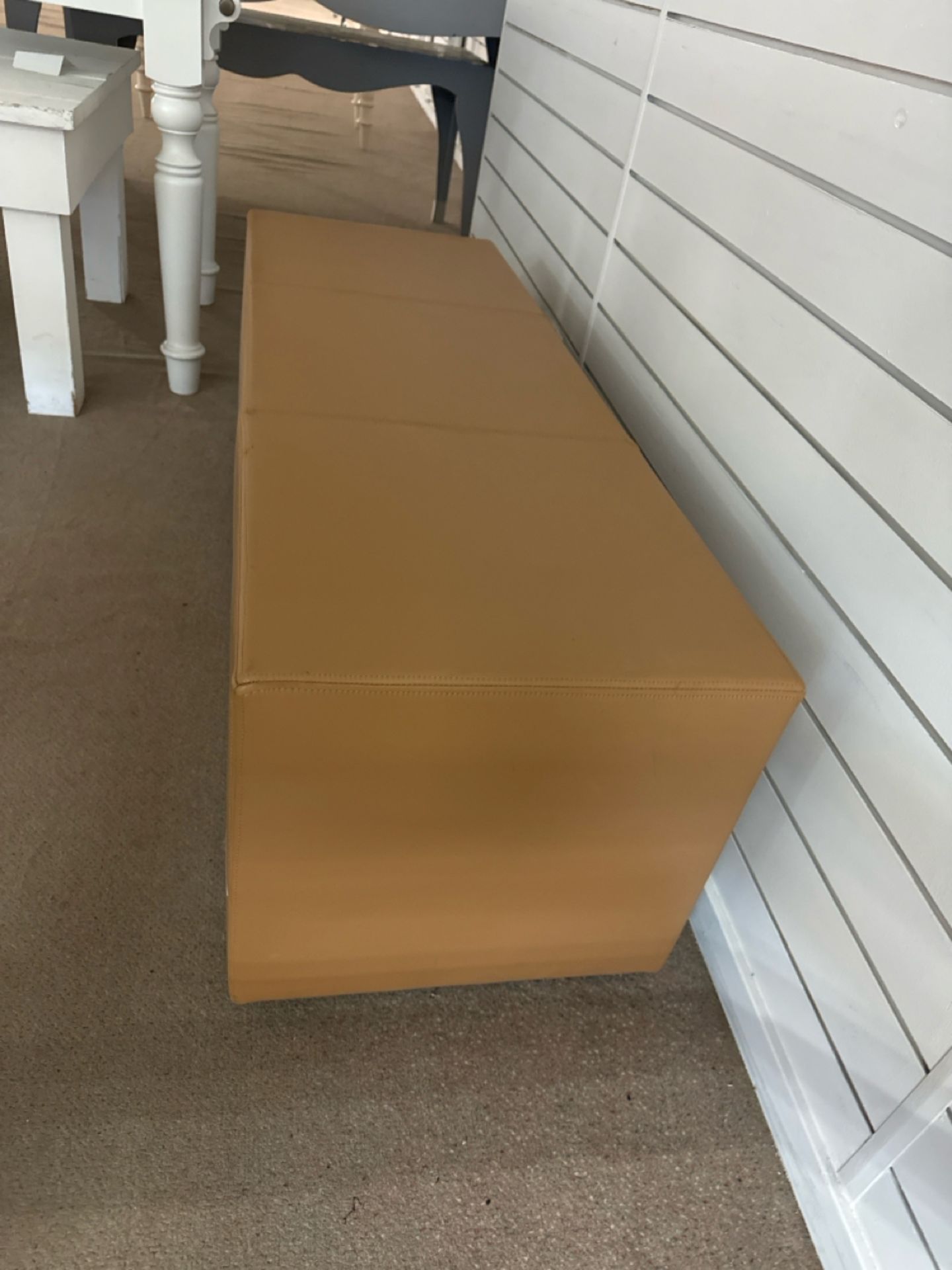 Beige Faux Leather Bench - Image 3 of 3