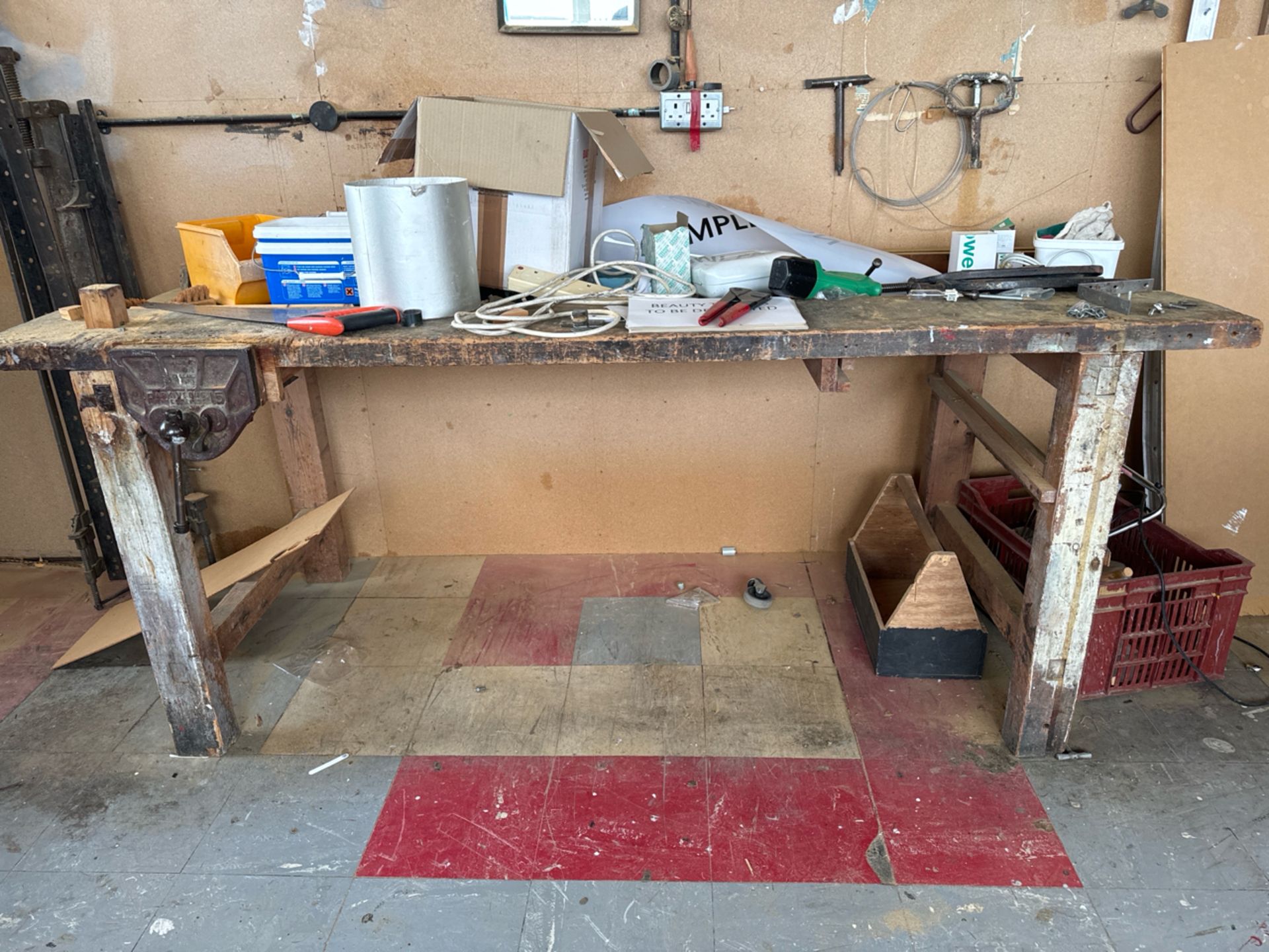 Wooden Workbench With Vice