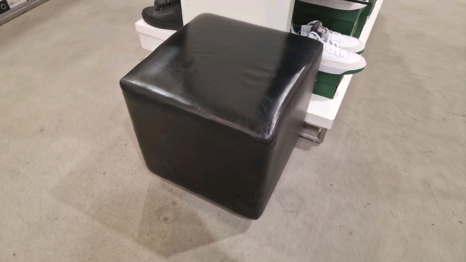 Black Leather Cube Pouffe x4 - Image 5 of 6