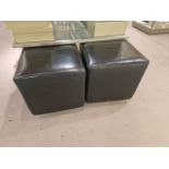 Leather Black Cube Pouffe x4