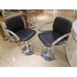 Black Leather Bar Stools x2