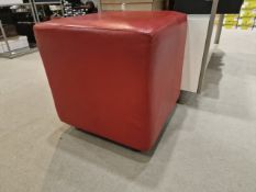 Red Leather Cube Pouffe x4