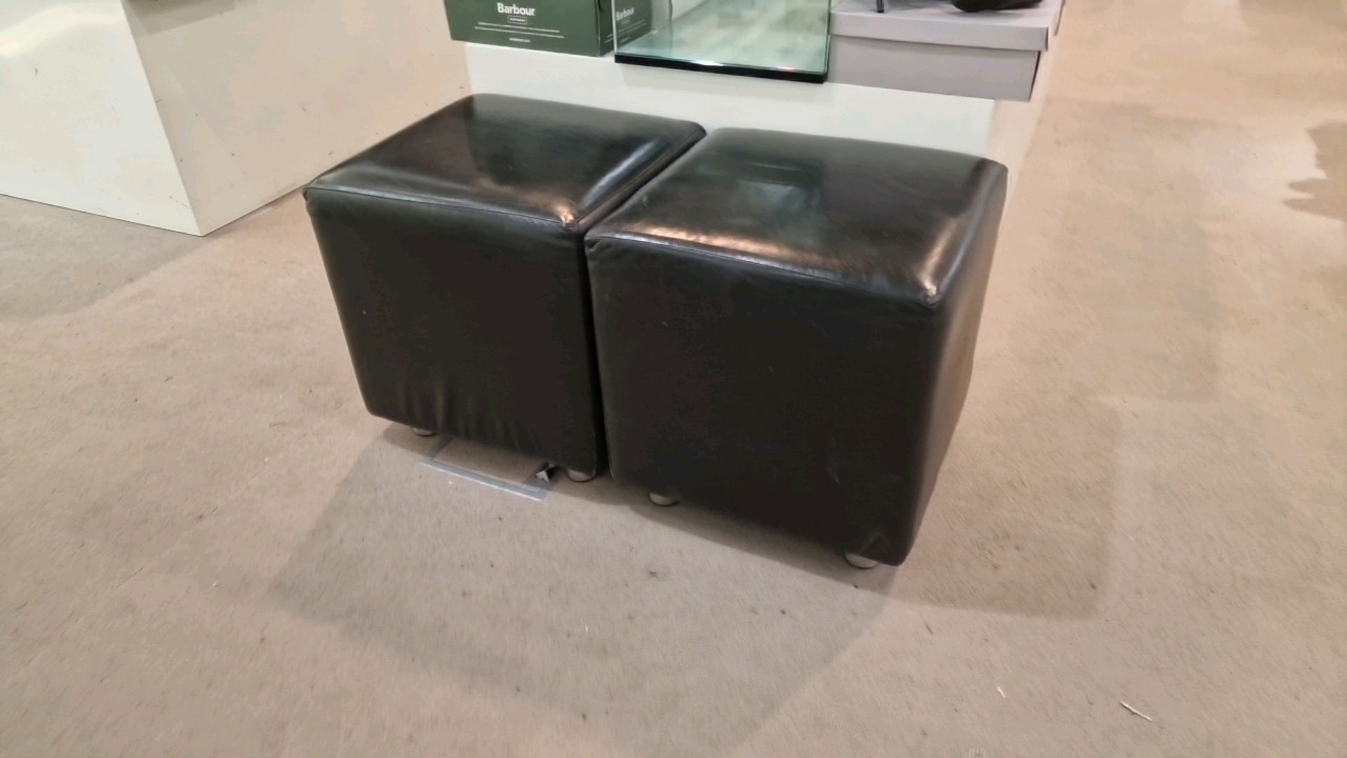 Leather Black Cube Pouffe x4 - Image 4 of 4