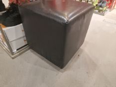 Black Leather Cube Pouffe x4