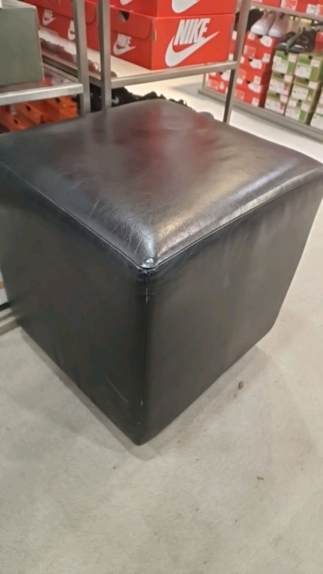 Black Leather Cube Pouffe x4 - Image 3 of 6