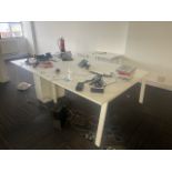 Bank Of 4 White Wooden Desks