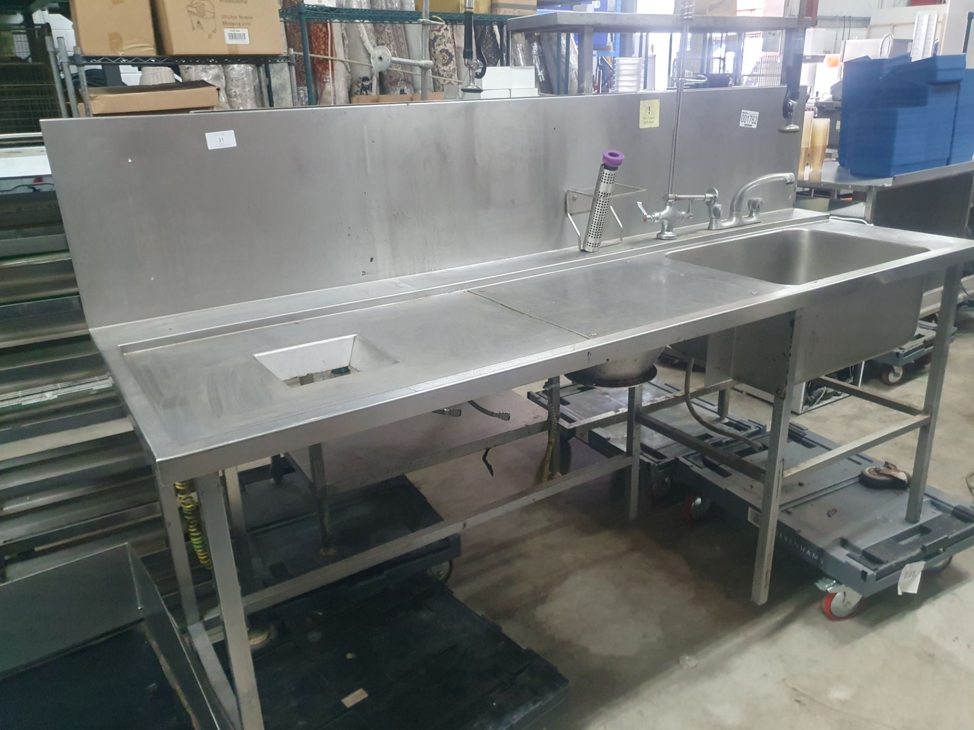 Stainless Steel Potwashing Sink With Bin Chute & Wash Arm - Image 2 of 2