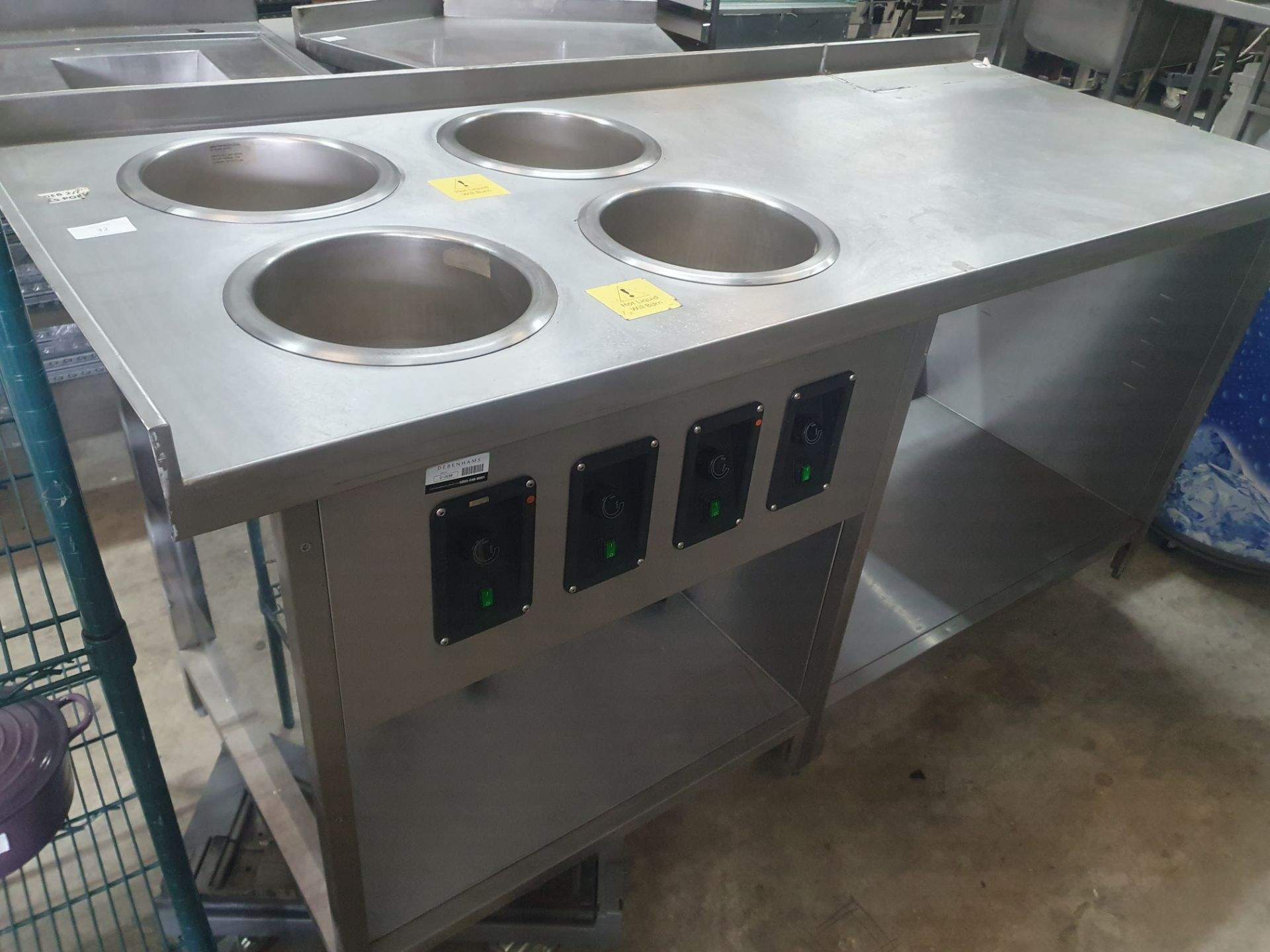 Stainless Steel Table With 4 x Wet Bain Maries