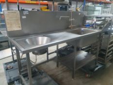 Stainless Steel Potwashing Sink With Bin Chute & Wash Arm & Overshelf