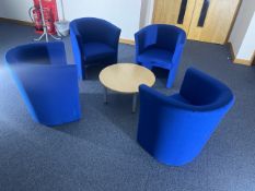 4 Blue Tub Chairs & Coffee Table