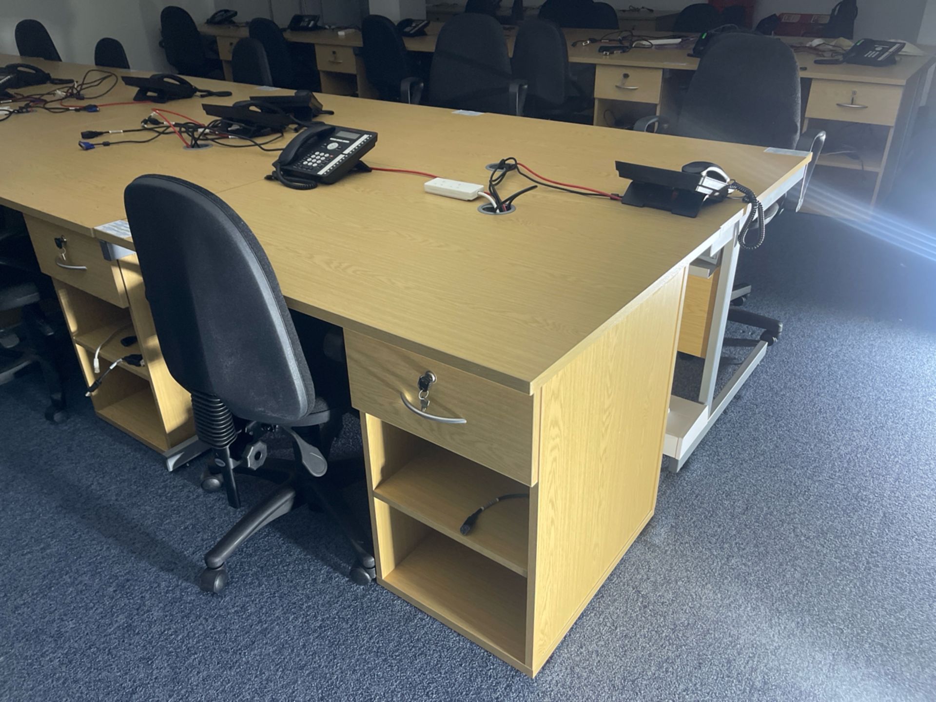 16 Desks, Chairs x16 & Telephones x16