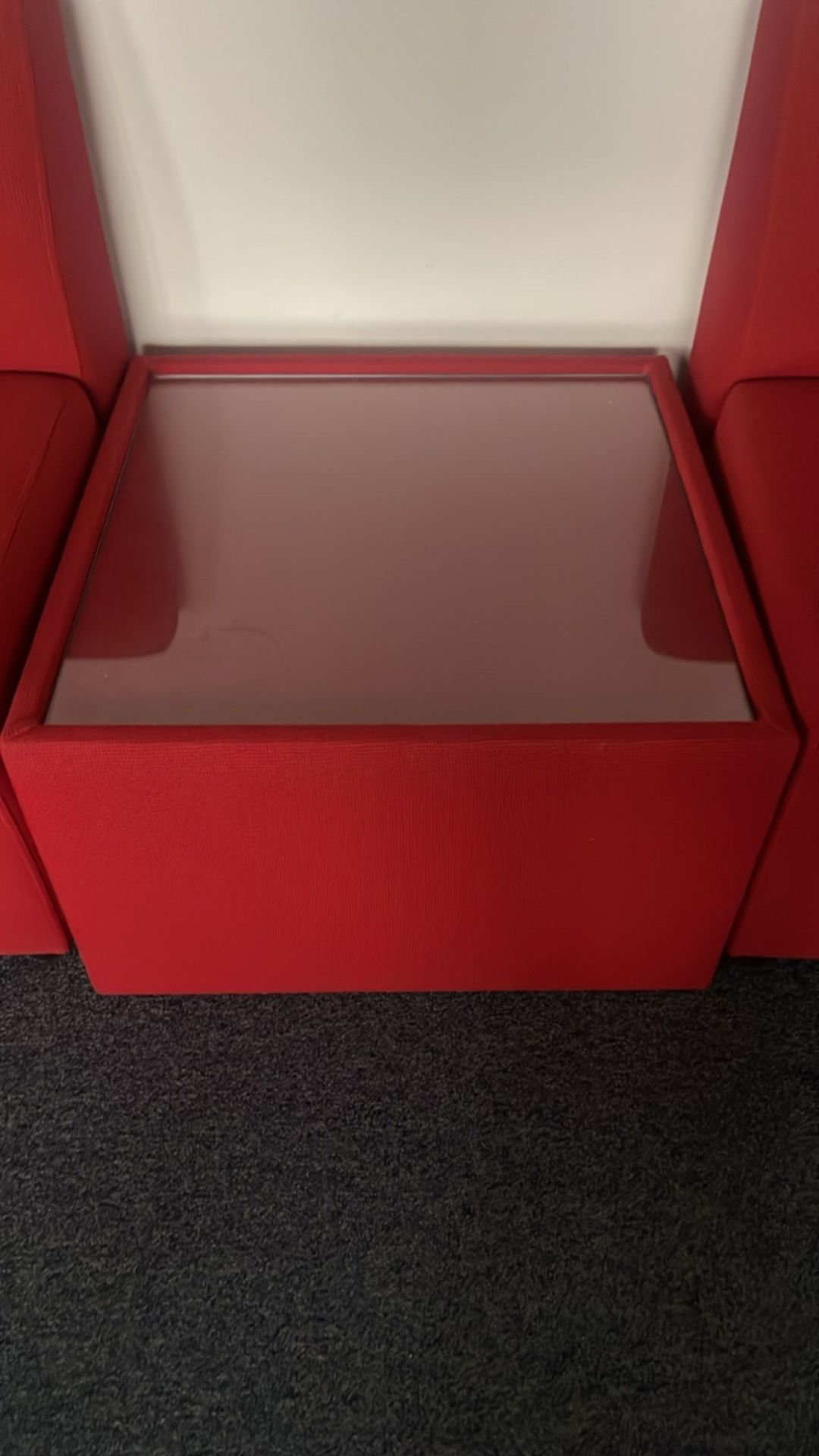 Red Material Chairs x4 & Sidetable x1 - Image 4 of 4