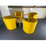 Yellow Tub Chairs x4 & Coffee Table x4