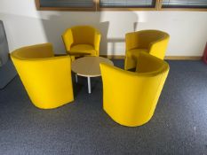 Yellow Tub Chairs x4 & Coffee Table x4