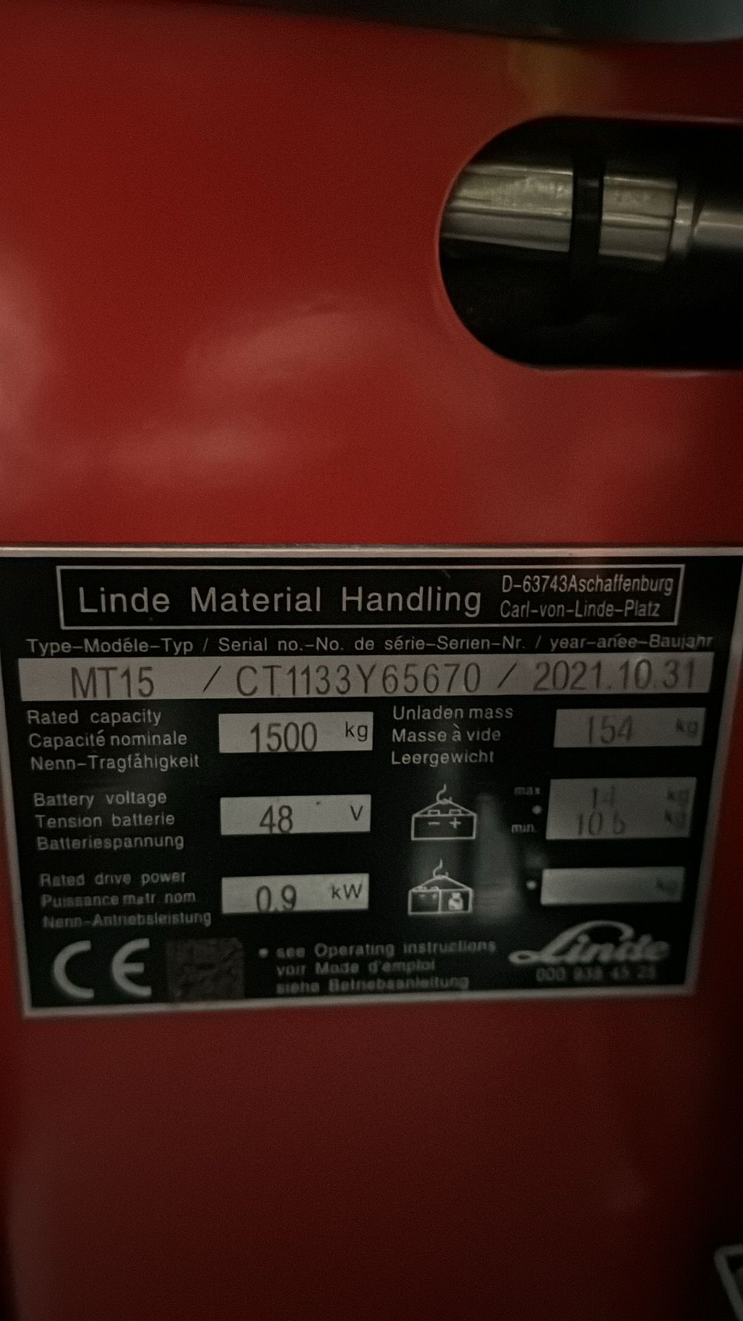 2021 - LINDE, MT15 Electric Pallet Truck - Image 3 of 4