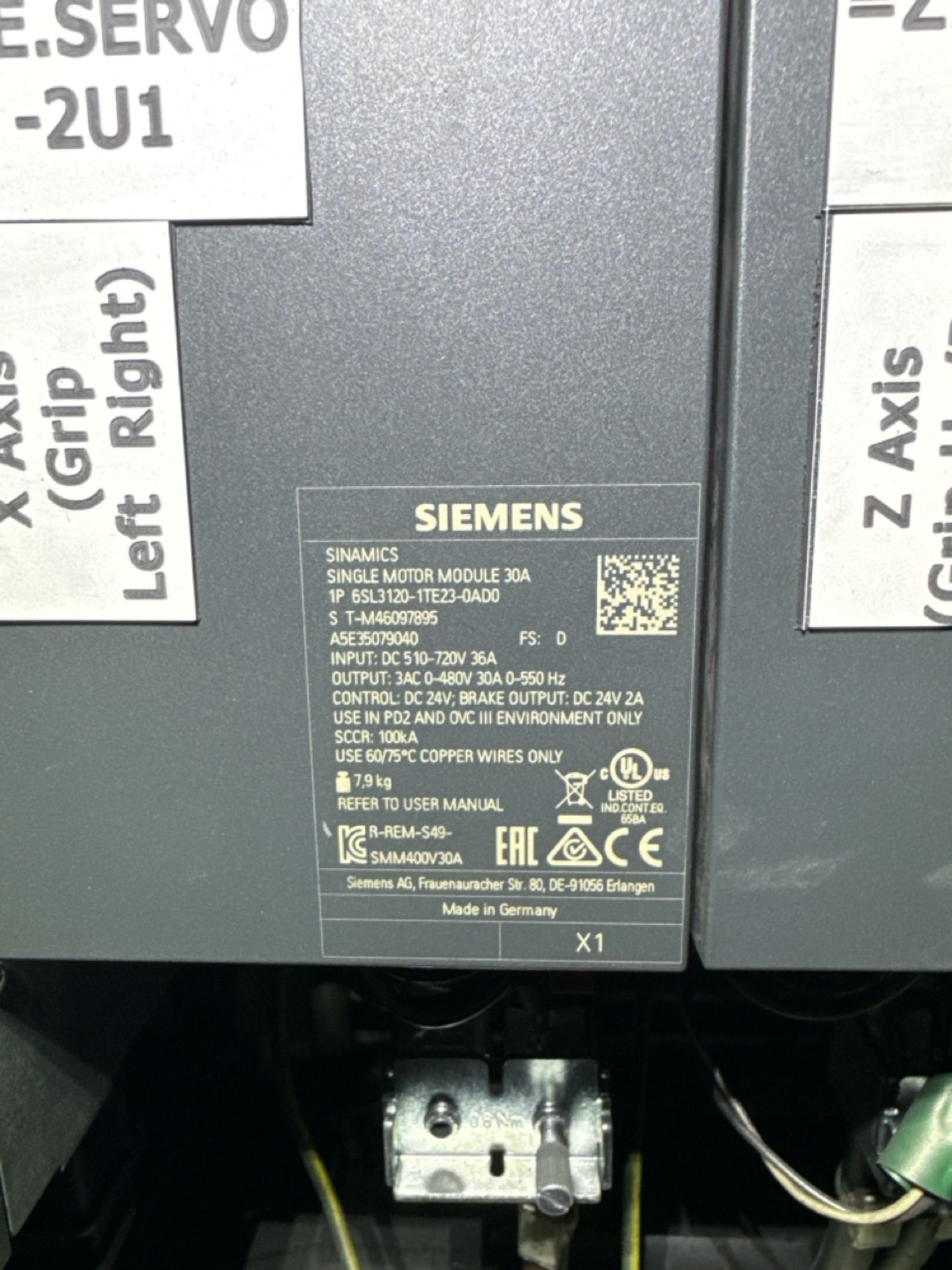 Siemens Sinamics Single Motor Module 30A - Image 2 of 2