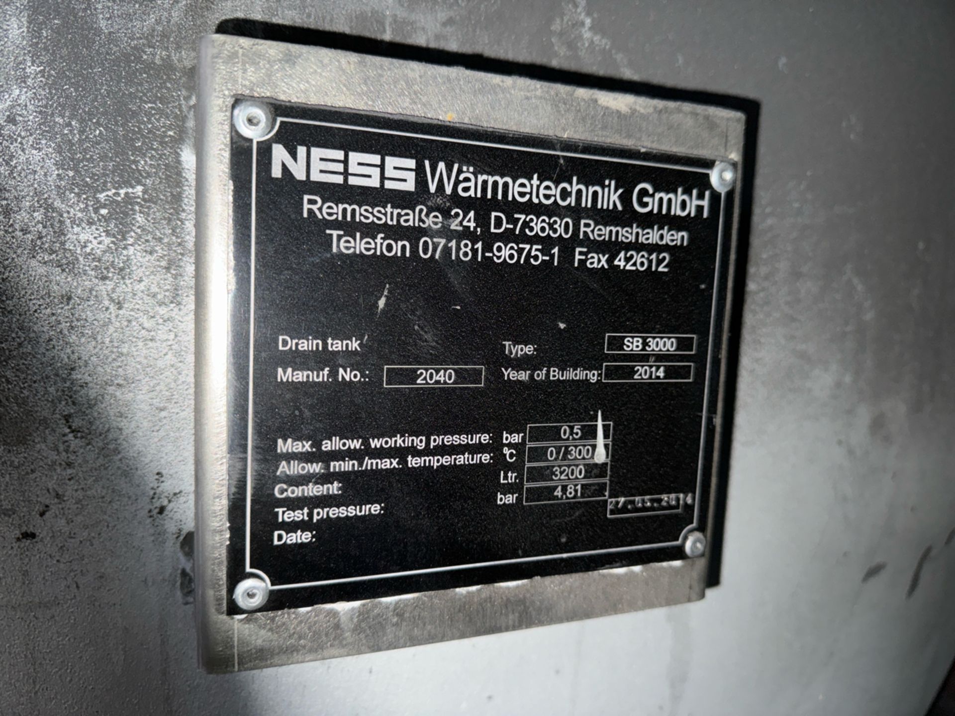 NESS Warmetechnik 3200 Litre Drain Tank - Image 5 of 11