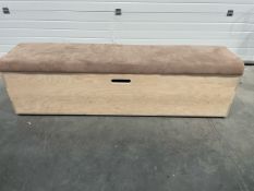 Large Wooden Bench Seating with Upholstered Seat Pad