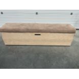 Large Wooden Bench Seating with Upholstered Seat Pad