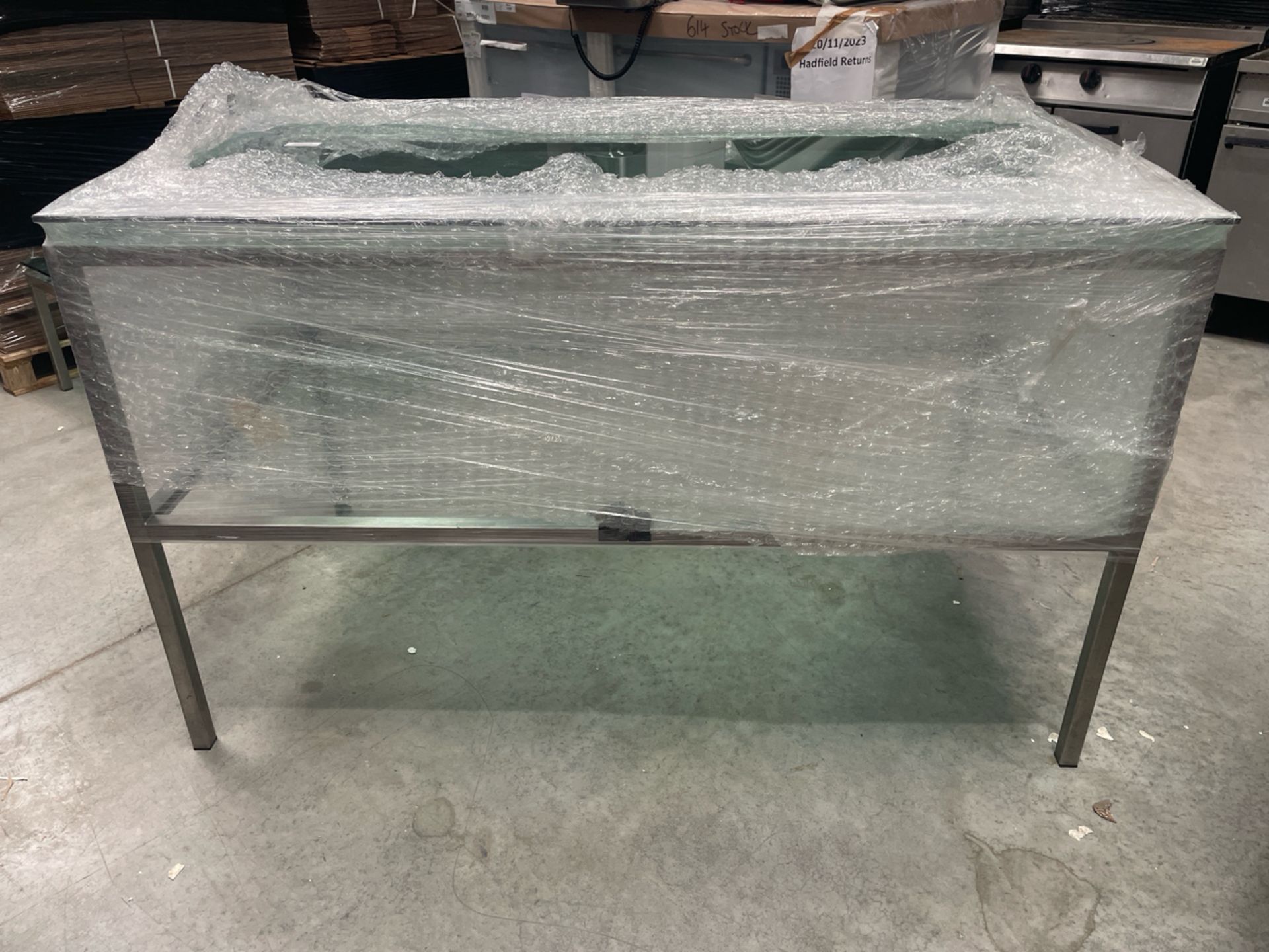 Metal Display Table With Glass Top