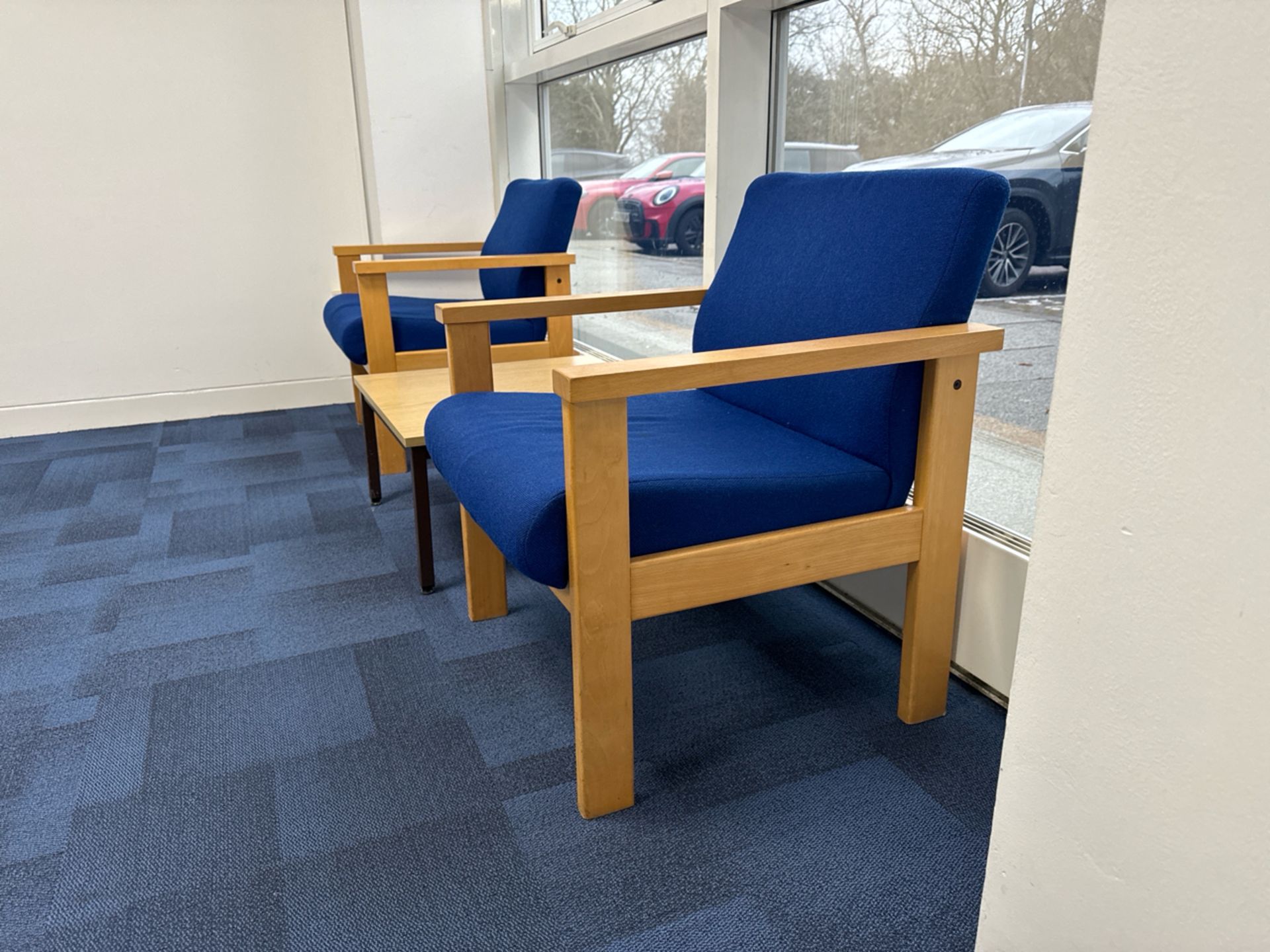 Blue Fabric Chairs x2 & Side Table - Image 4 of 5