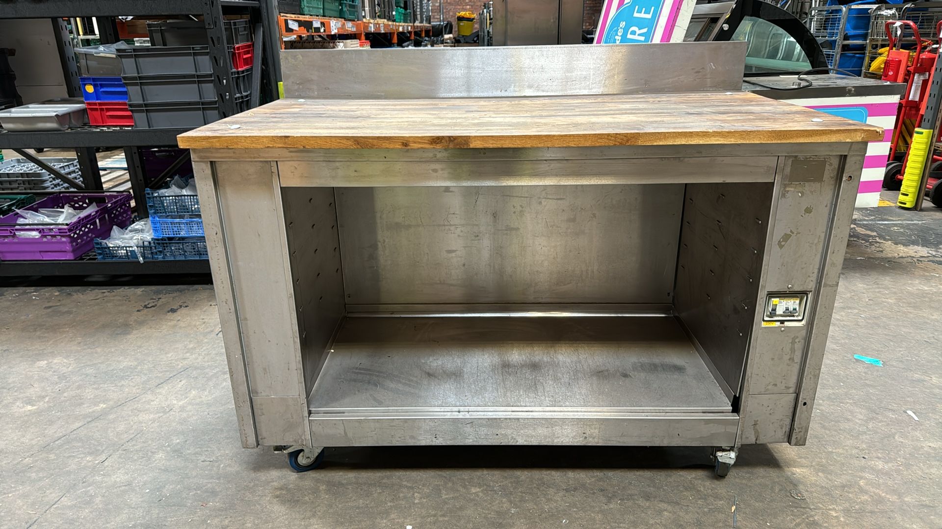 Stainless Steel / Prep Workstation with Wood Worktop