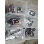 6 tubs with 90+ assorted items; glow plugs, abs sensors, etc