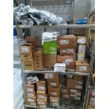 Contents of bay of racking - light fittings and grills, etc - 40+ items