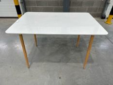 White Gloss Table With Wooden Legs