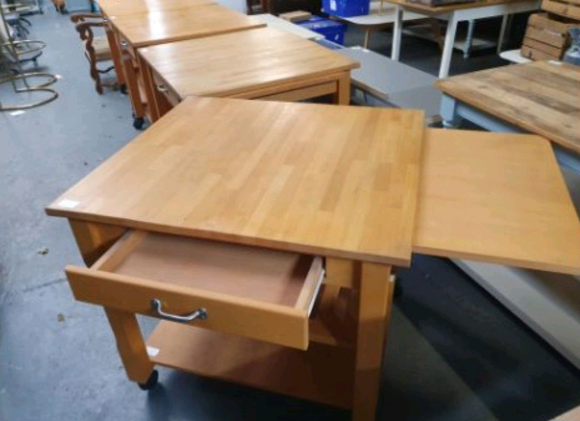 Square Table With Drawer and Slide Out Leaf - Image 2 of 2