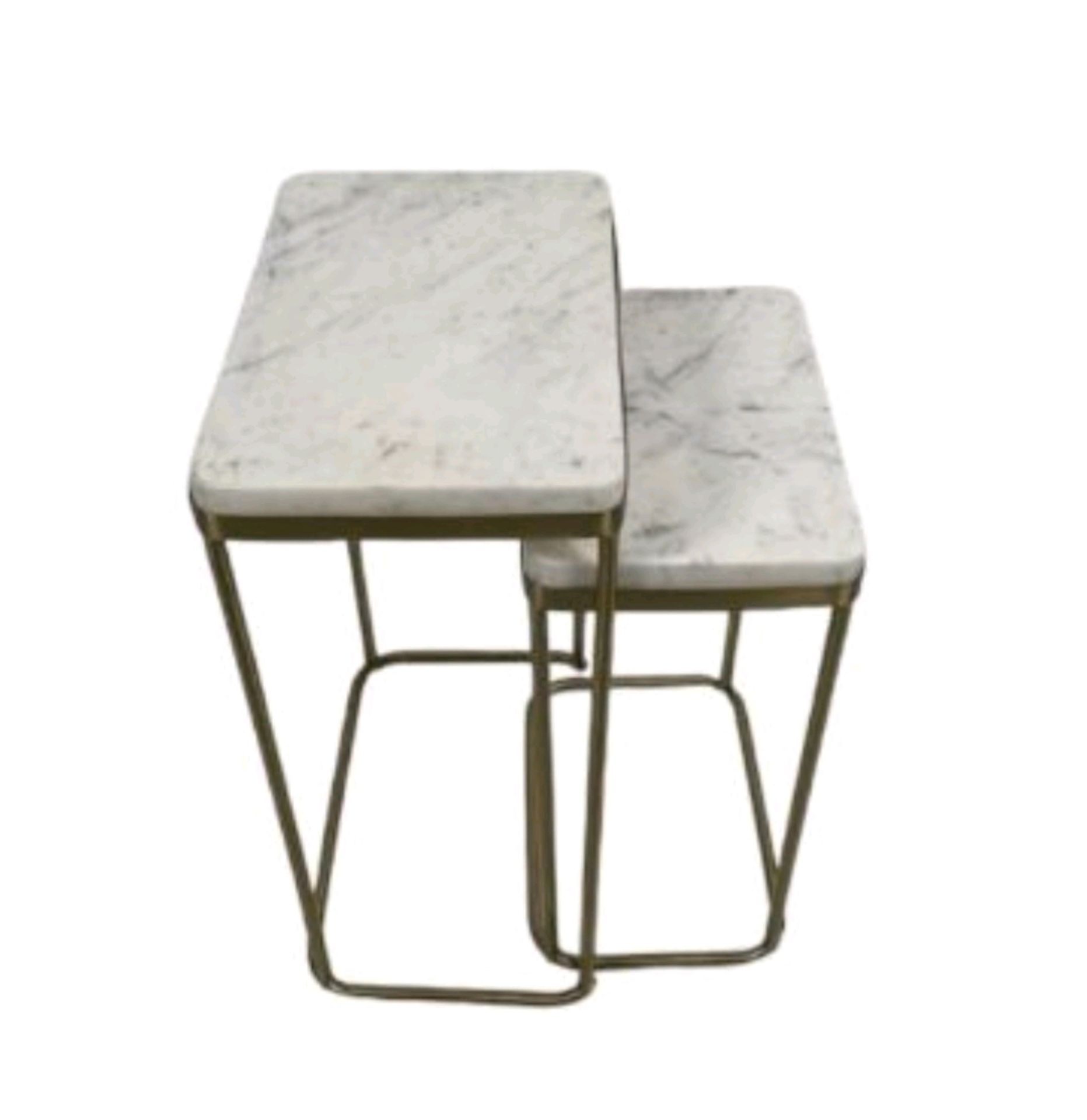 Gold Colour Side Table With Marble Top x2