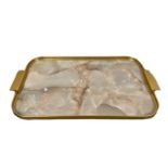 Kaymet Marble Ribbed Tray Gold W/ White Marble