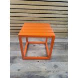 Jonathan Adler Orange Lacquer Cube Side Table Small Square Plant Stand 9"x9"x9"