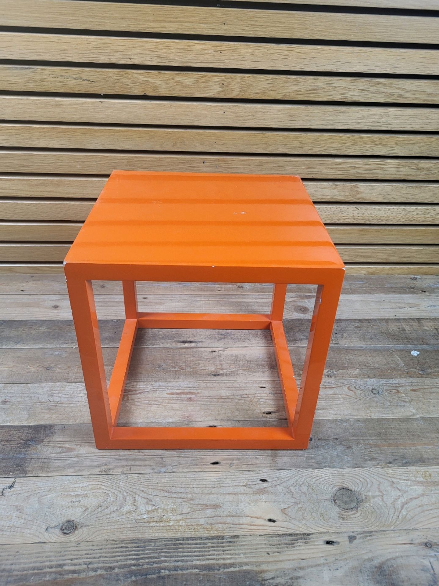 Jonathan Adler Orange Lacquer Cube Side Table Small Square Plant Stand 9"x9"x9"