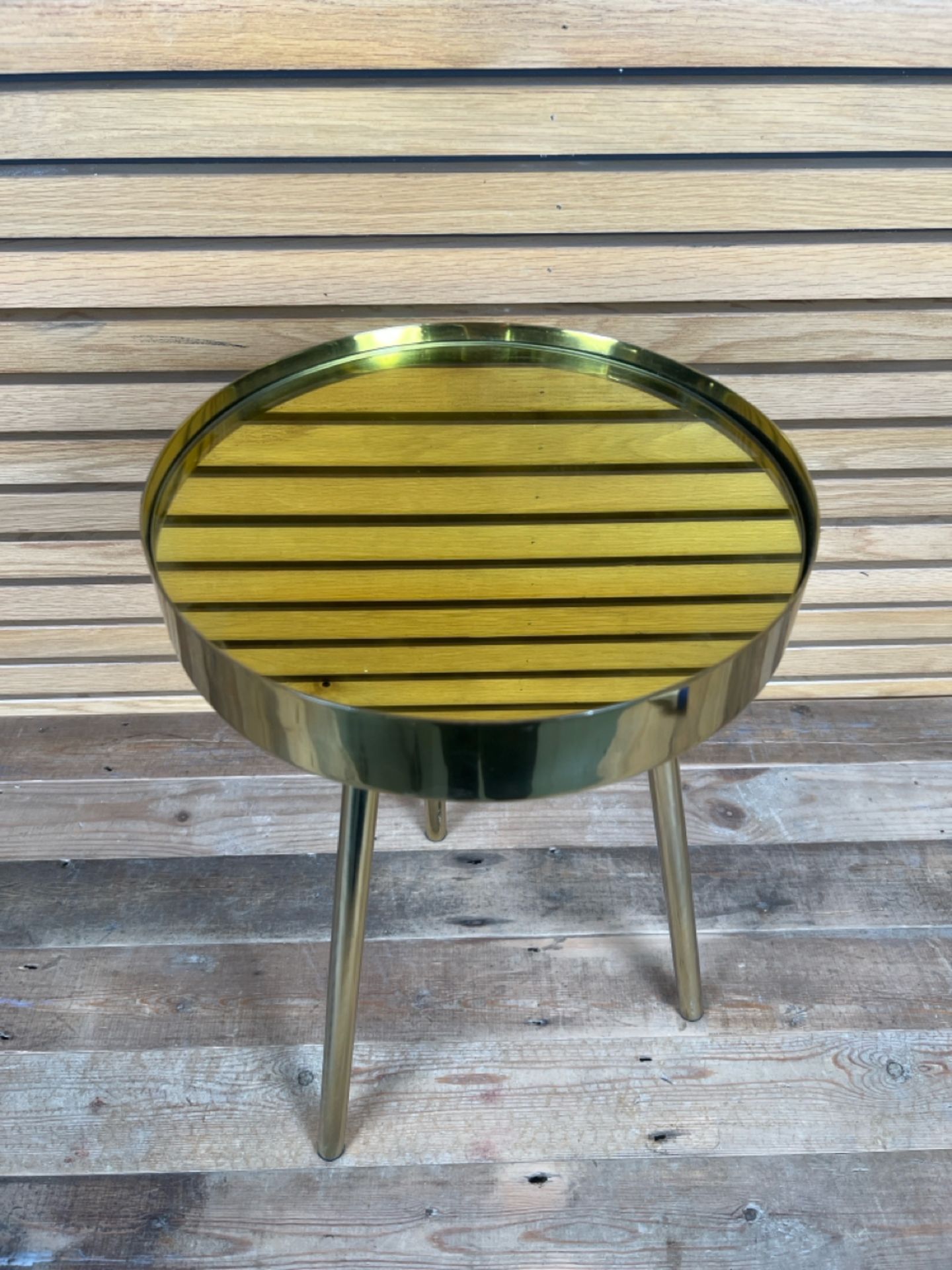 Gold Metal Side Table With Mirrored Top - Bild 2 aus 3