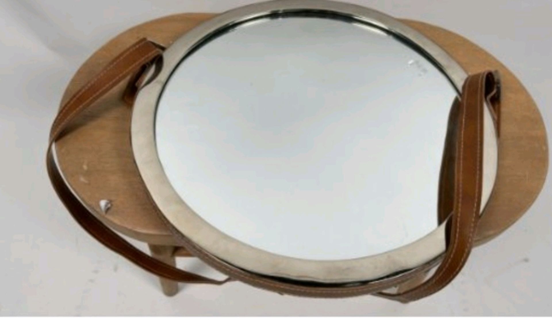 Circular Wall Mirror With Leather Strap - Image 3 of 4