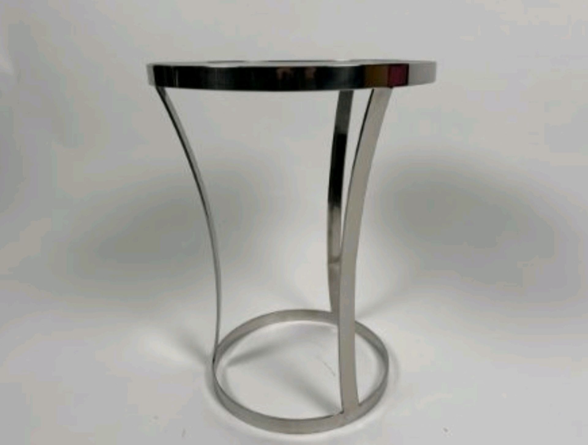 Silver Side Table With Marble Top - Image 2 of 3