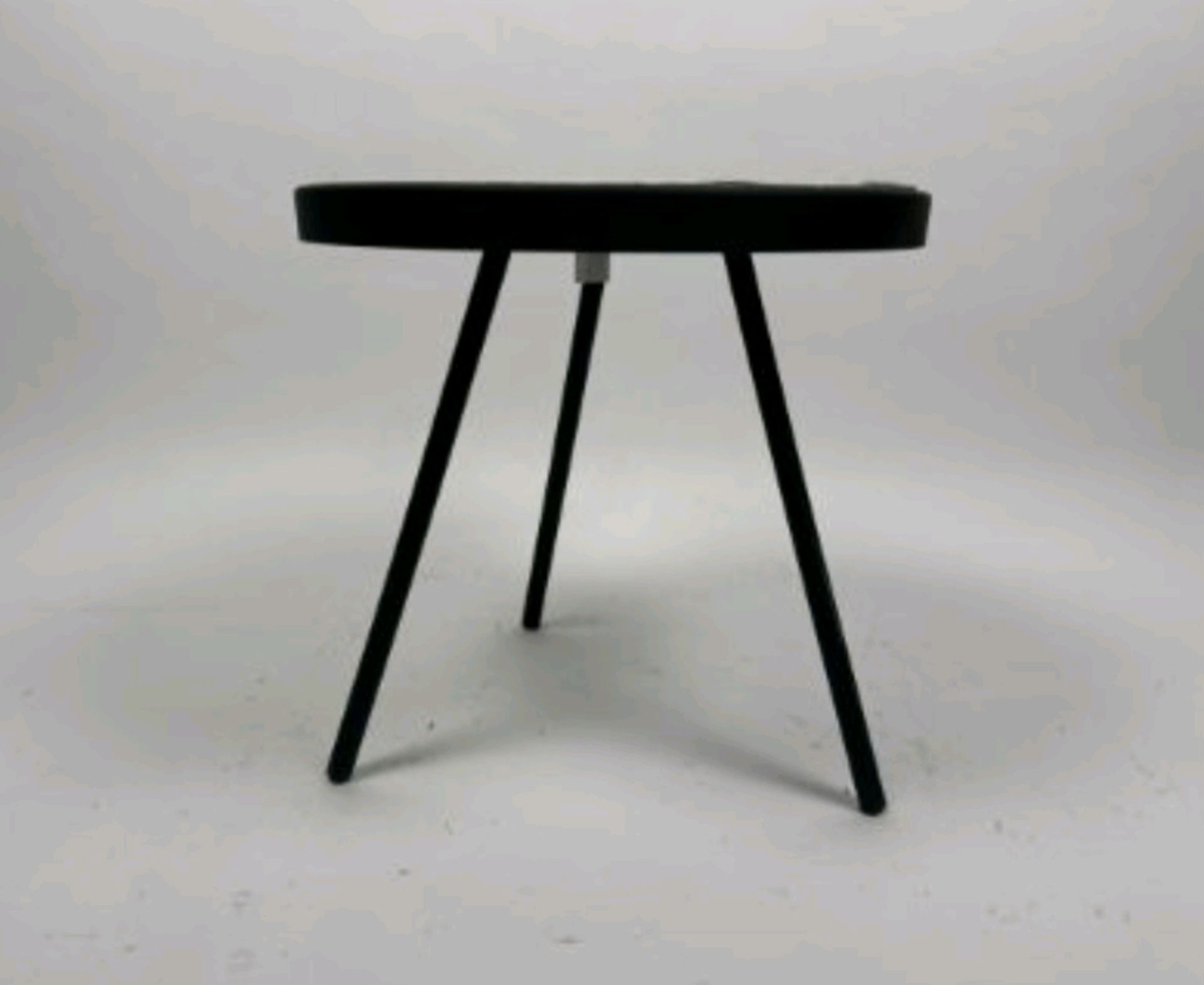 AMARA Circular Side Table Cow Print Fur Top Black - Image 2 of 3