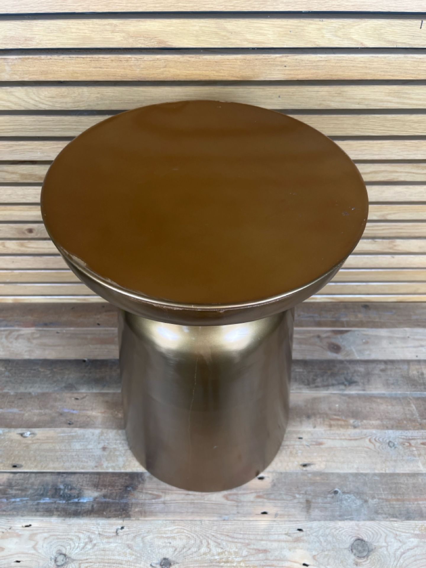 Brass Pedestal Small Round Side Tea Table - Image 2 of 5