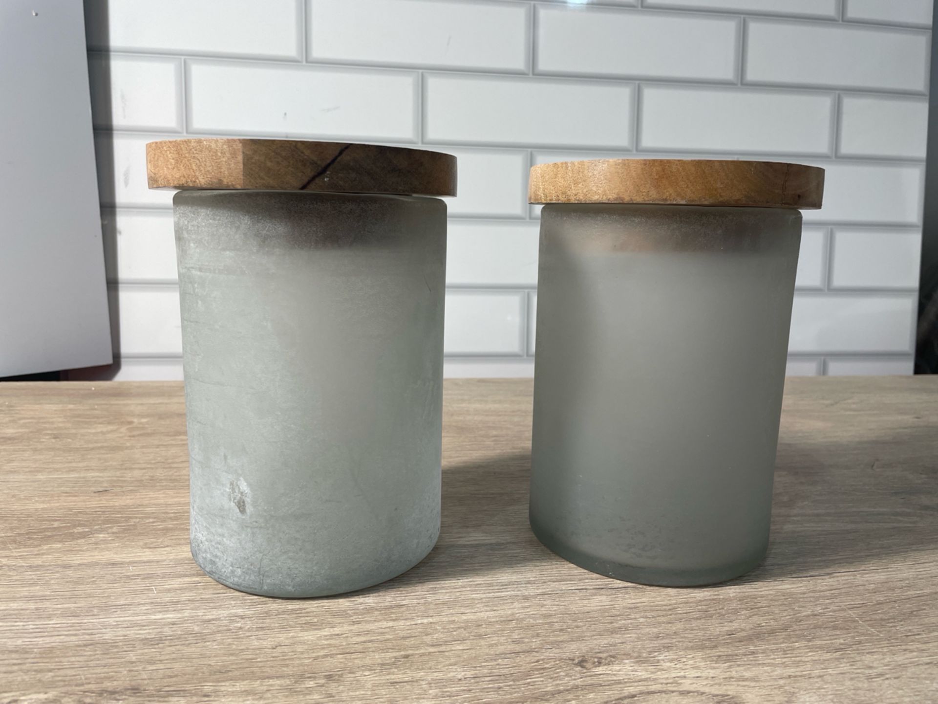 Frosted Glass Storage Jar x 2