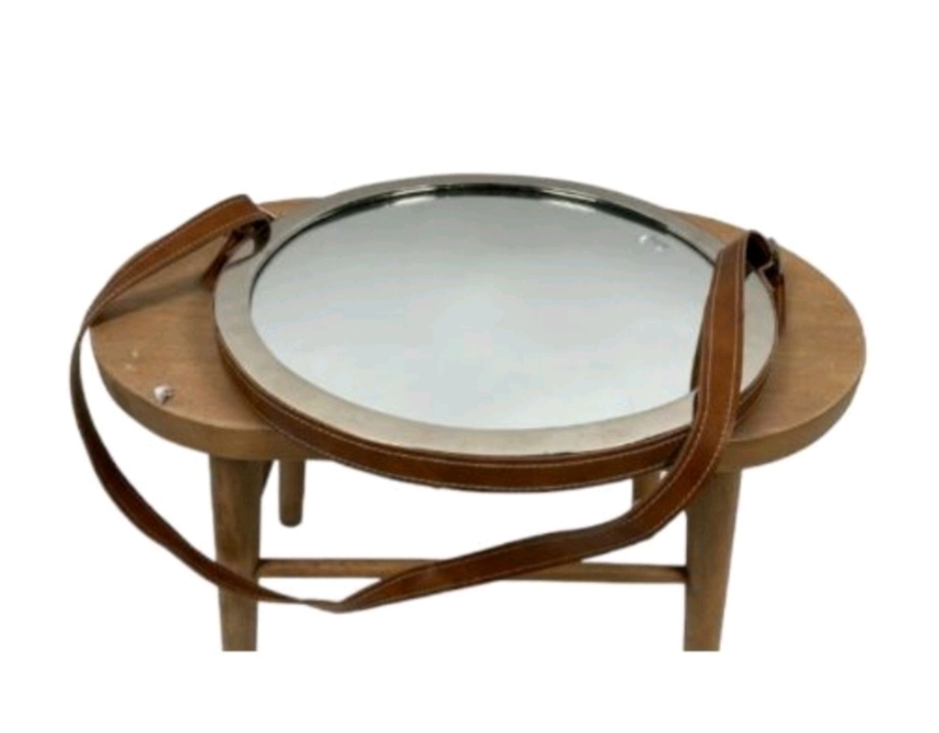 Circular Wall Mirror With Leather Strap