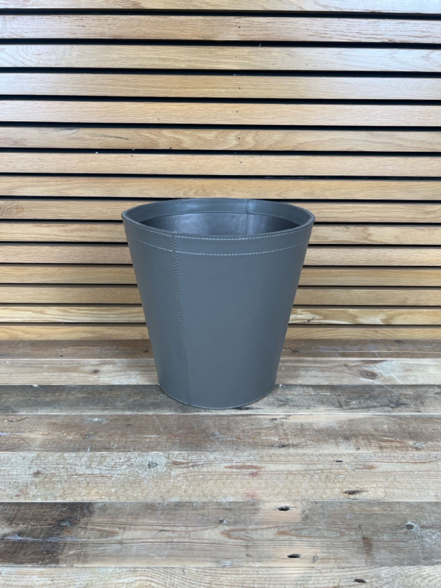 Grey Waste Paper Bin Leather