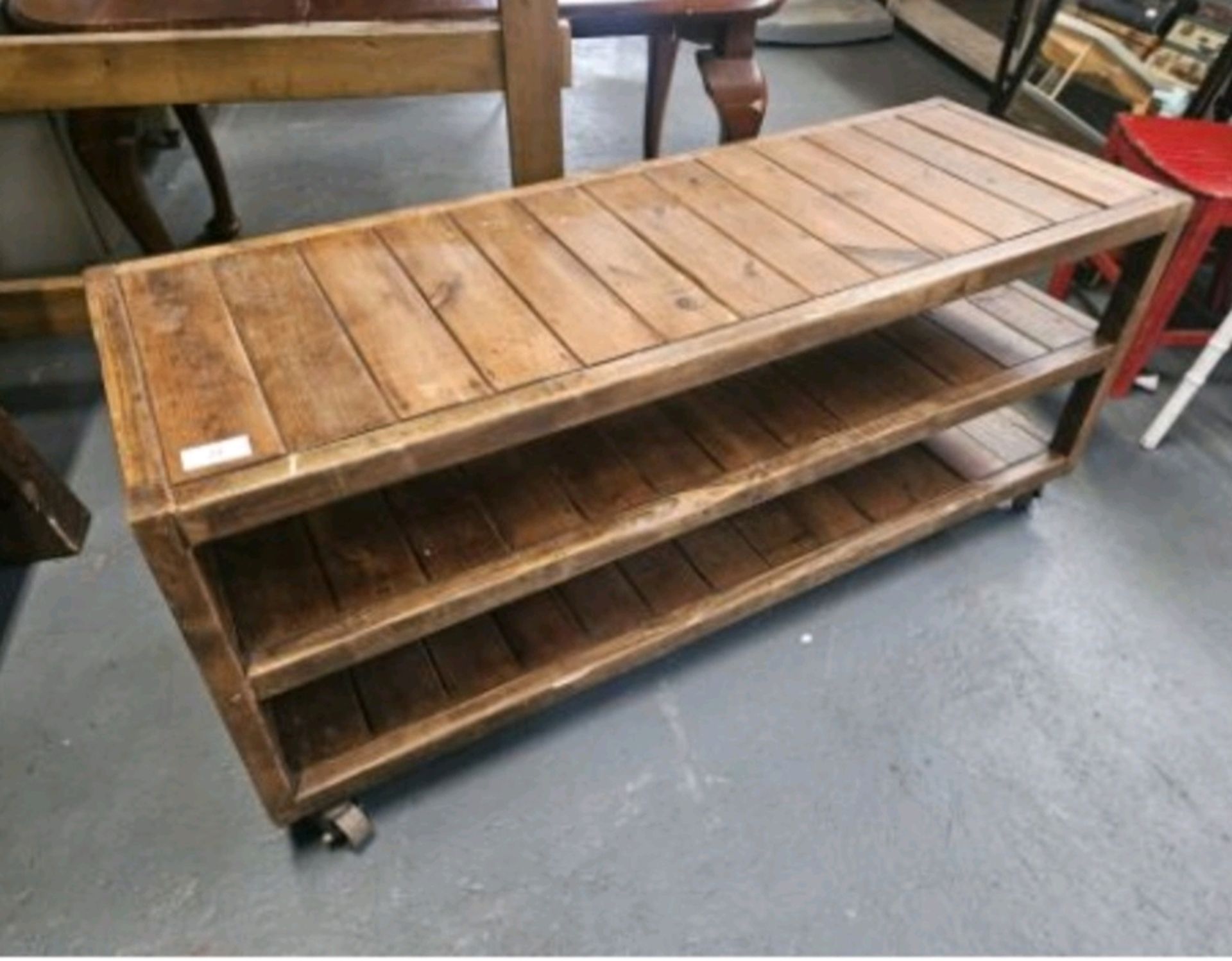 Low Level Wooden Table on Castors