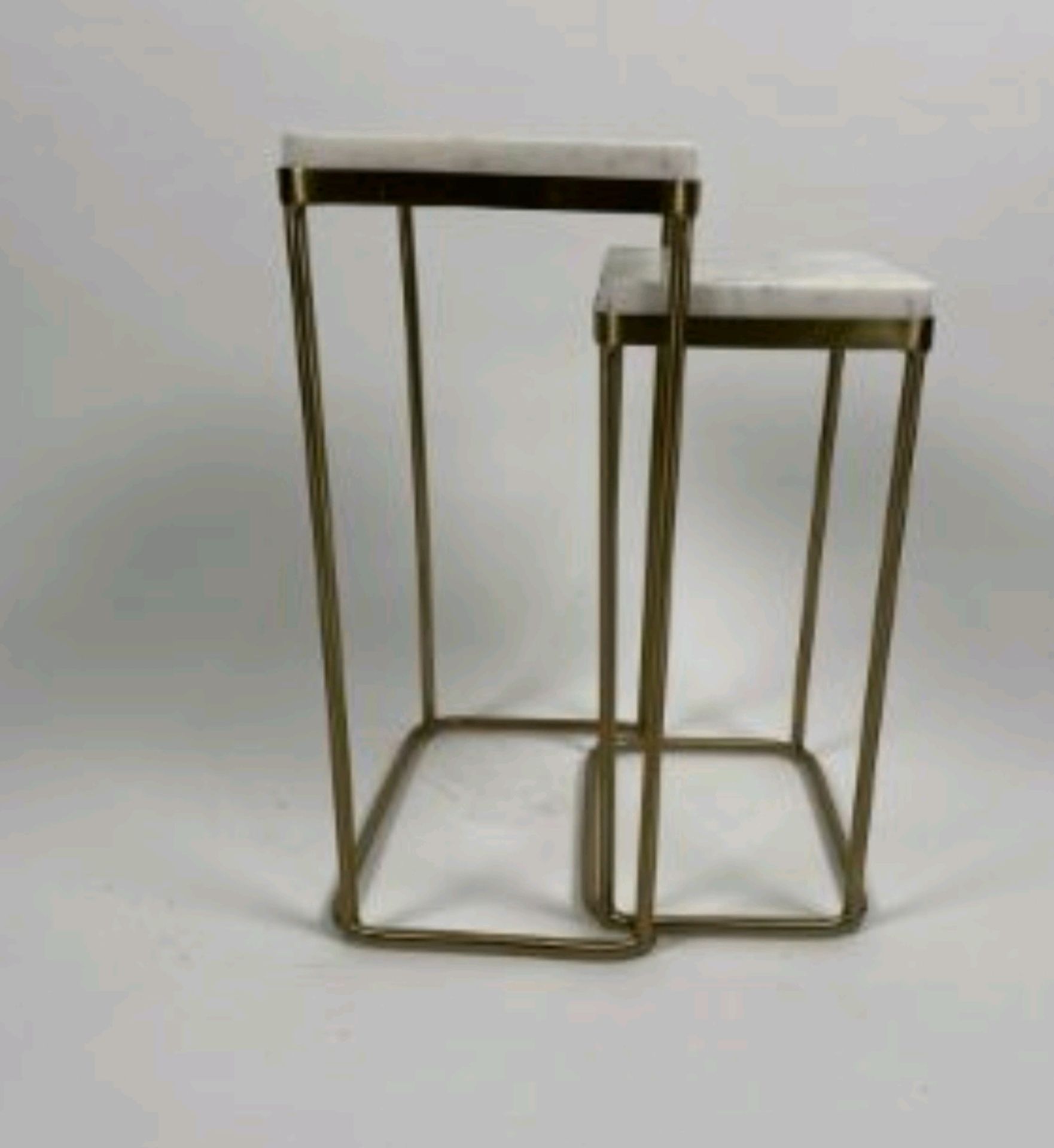 Gold Colour Side Table With Marble Top x2 - Image 3 of 4