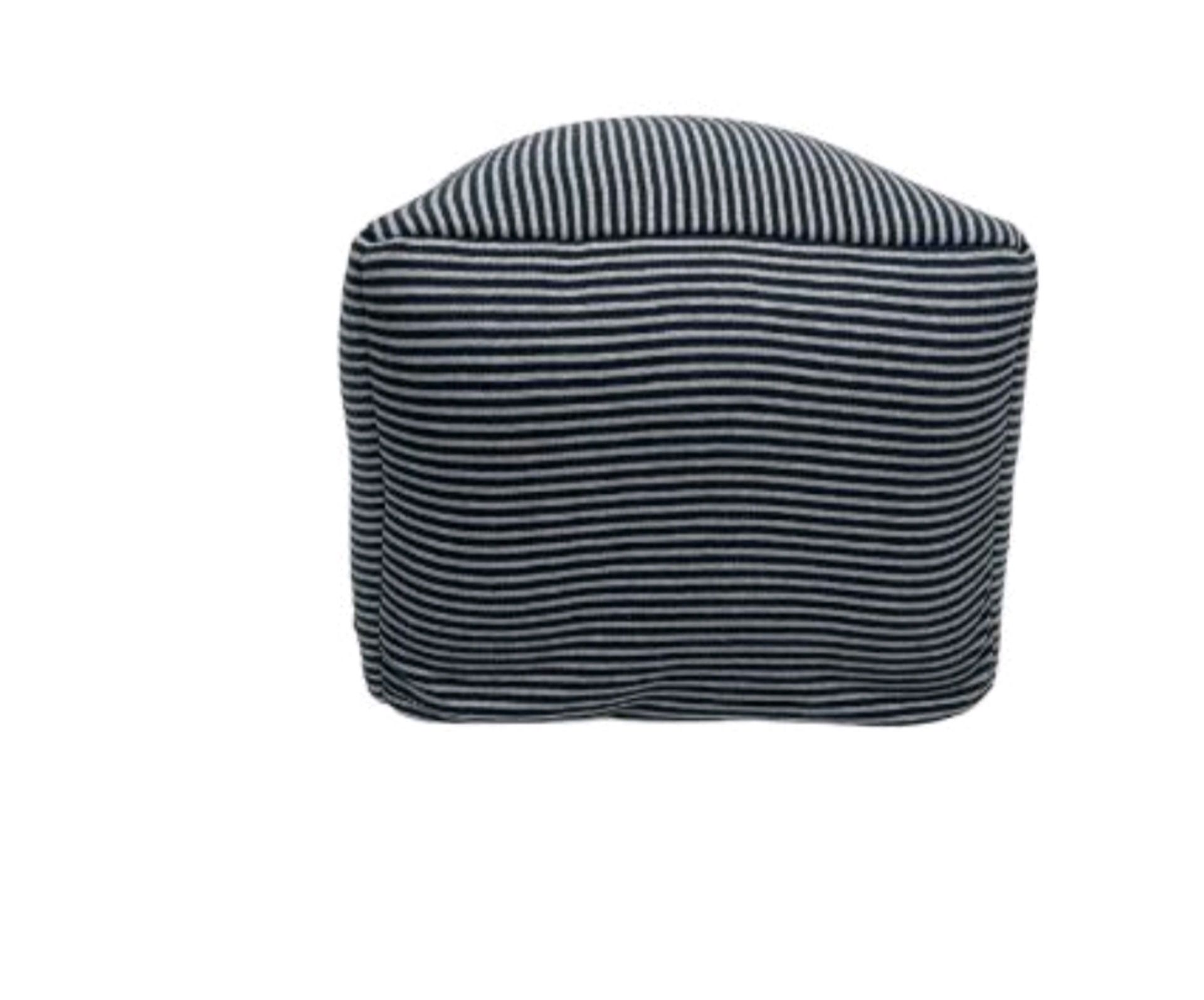 Blue & White Strip Bean Bag Pouffe