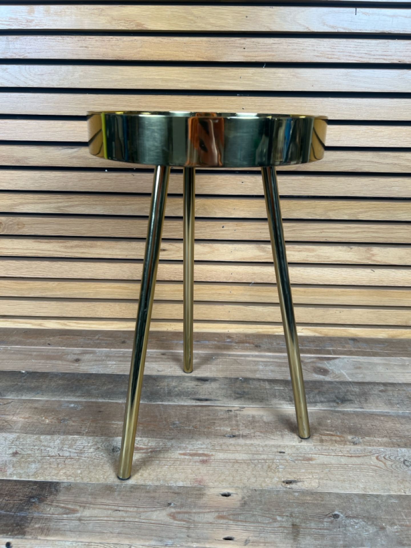 Gold Metal Side Table With Mirrored Top