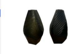 Designed By Amara Black Glass Decorative Vases x 2